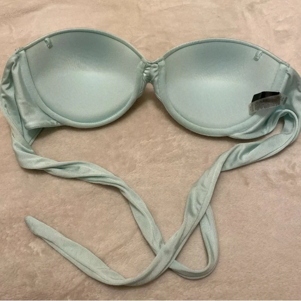 Victoria's Secret Light Blue Rhinestone Strapless Bikini Top